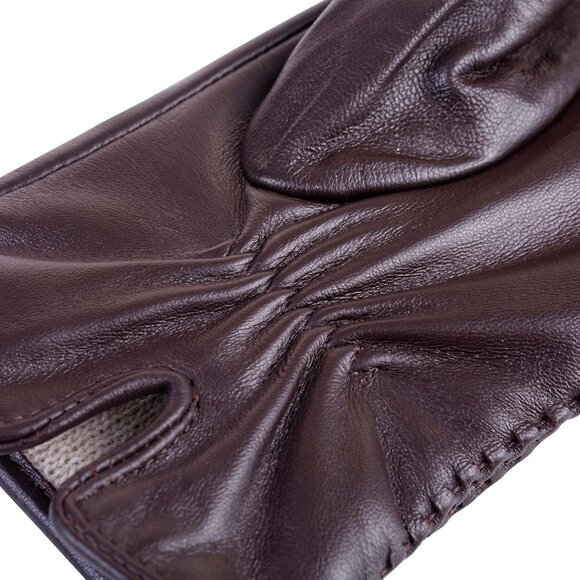 Women's Genuine Sheepskin Leather Gloves Winter Warm  Driving Dress Gloves Brown - Picture 5 of 8